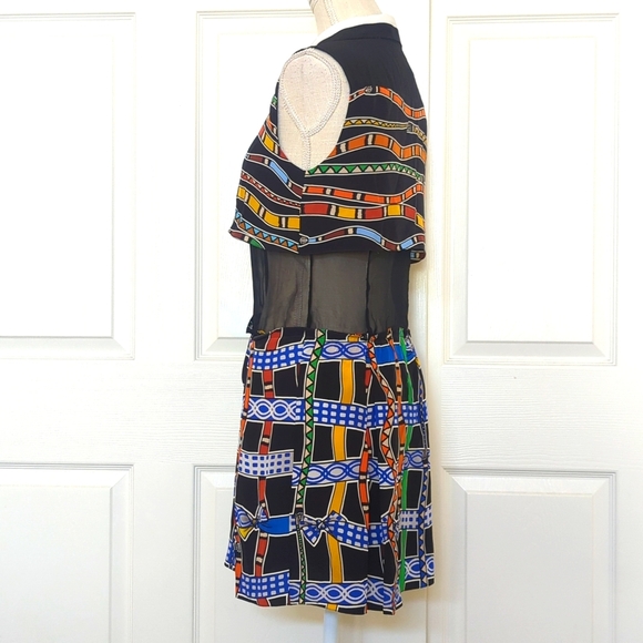 Ostwald Halgason Colorful Silk Geometric Snake Patterned Dress - Picture 4 of 8